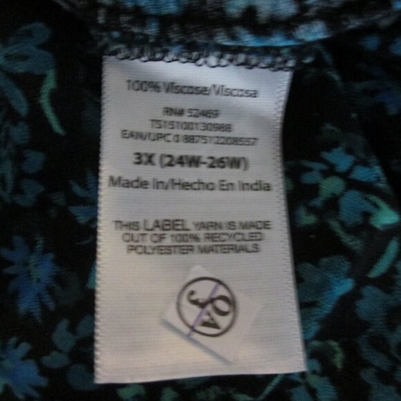 Terra & Sky Dress Knee Length Shirred Floral Belted with POCKETS 3X - Picture 11 of 11